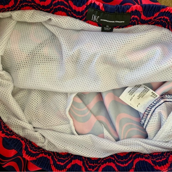 INC Men's Fuschia & navy blue mesh Wave pattern Swim Shorts board shorts size XL - Picture 7 of 7